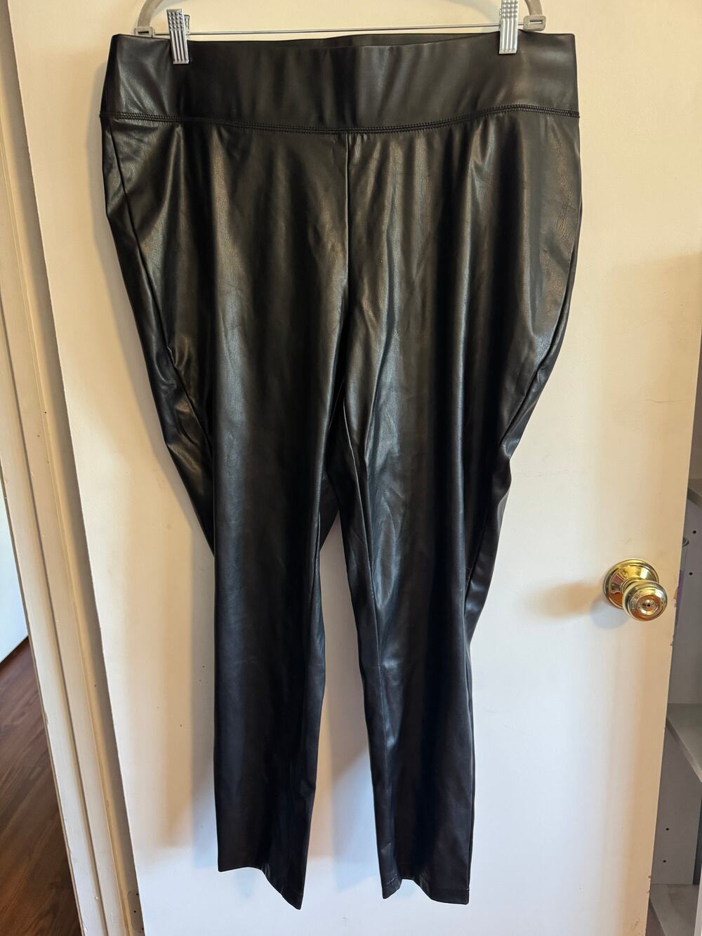 NwoT INC International Concepts 18W Black Faux Leather Pull-On Straight Leg Pant